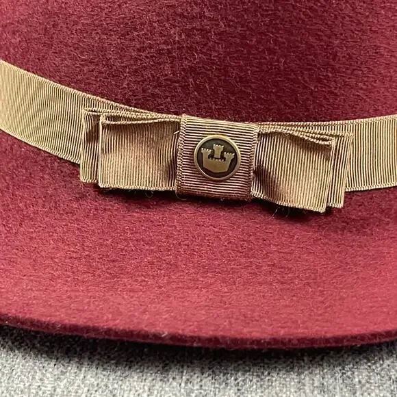 Goorin Bros Priscilla Lane Wool Fedora Hat Womens Medium Brick Red USA Made - Picture 3 of 13